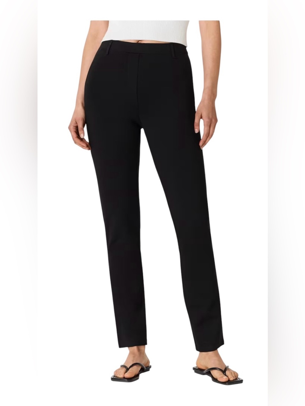 Quince Ultra-Stretch Ponte Straight Leg Ankle Pants Black Sz M Wardrobe Staple